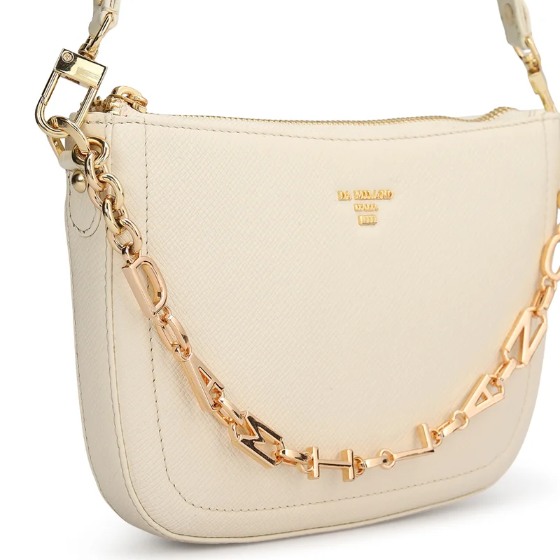 Da Milano Marshmallow Small Franzy Leather Baguette - Marshmallow for Women | Best Price UAE